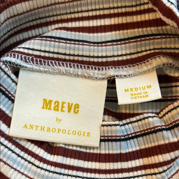 Anthropologie Maeve The Blair Striped Mock Neck Short Sleeve shirt Size M - Picture 6 of 8